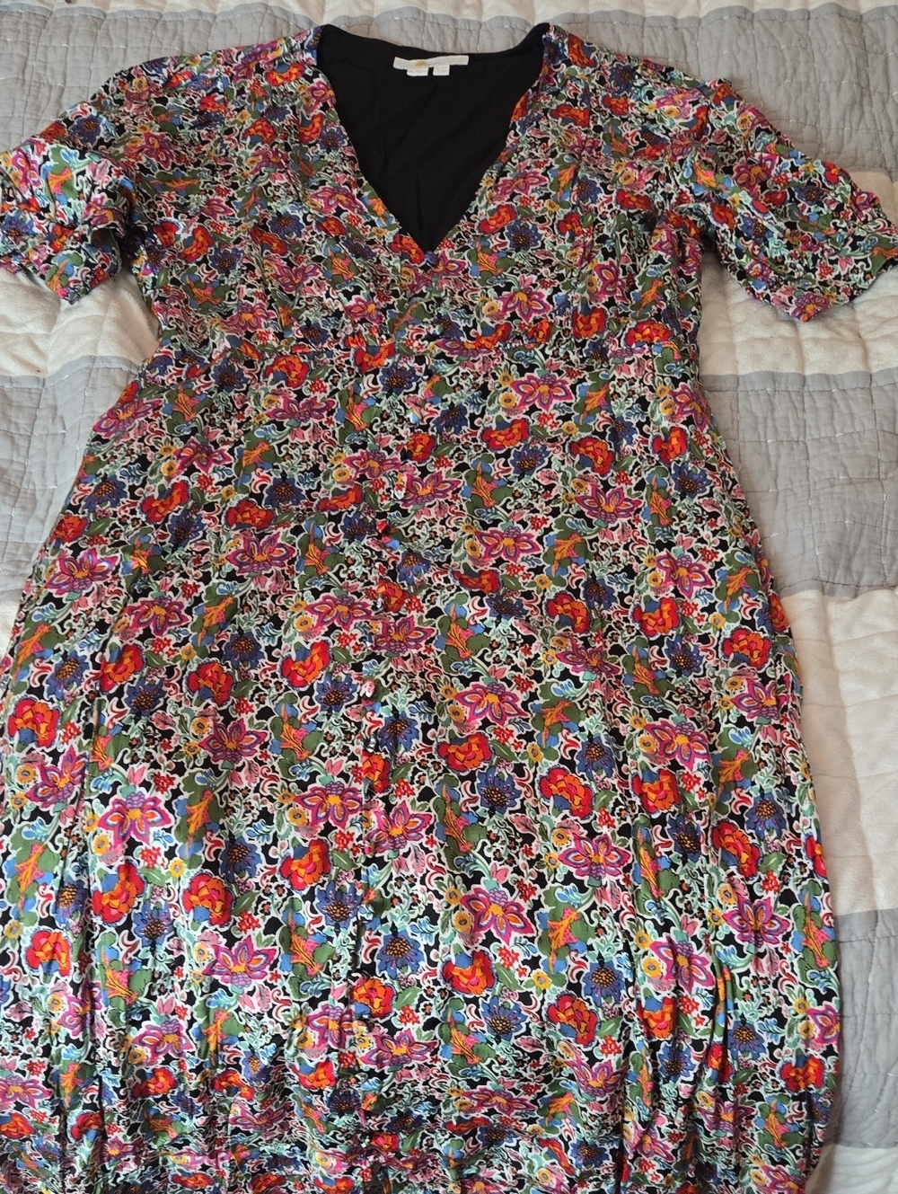 Boden Multicolor Floral V-Neck Short Sleeve Dress